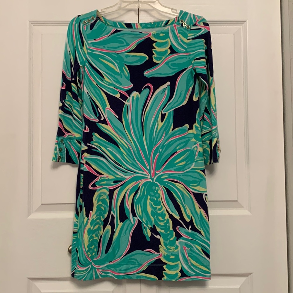 Lilly Pulitzer Tiger Palm Tropical Palm Tree Pattern Dress Tee Shirt Dress